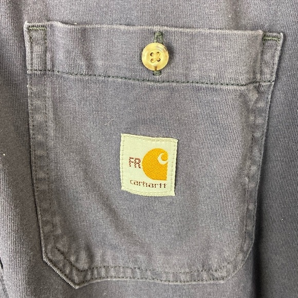 Carhartt Men's Flame-Resistant Long Sleeve Twill Pocket Shirt Dark Navy Sz XL - Picture 5 of 12
